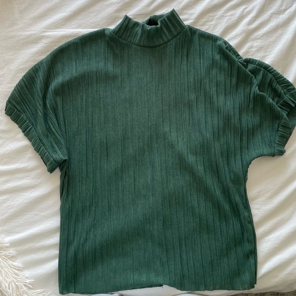 Zara Mock Neck Green Top
